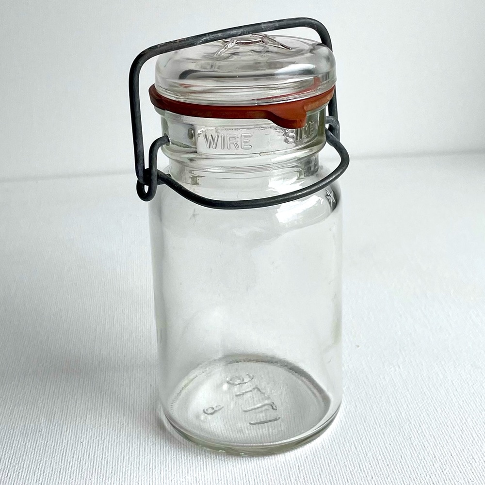 Cute Little Vintage Latch Top Glass '1776' Jar with Lid